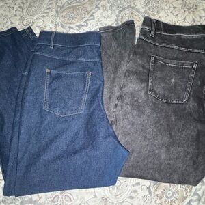 HUE 2X Blue and Black Denim Jeggings